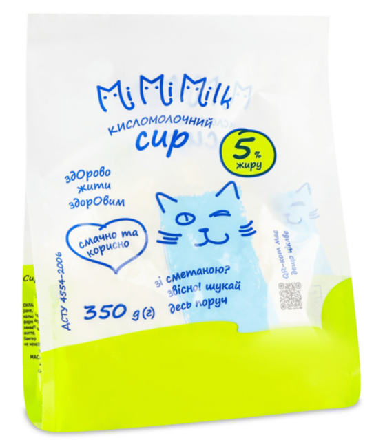 Сир кисломолочний MIMIMILK 5% пакет, 350г
